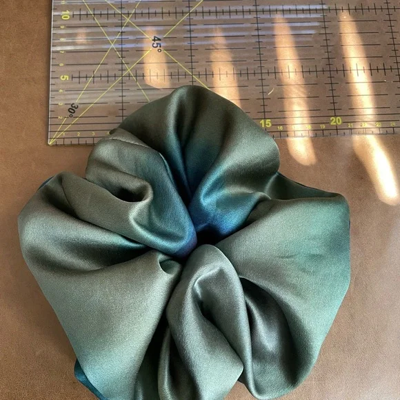 THE WAVE | Luxurious Teal Silk Xiangyunsha Oversized Scrunchie Silk Scrunchies – Silk & Waves main image 4